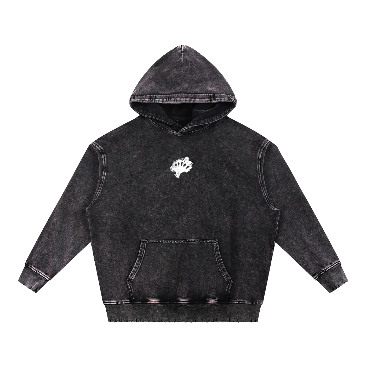 Snow Wash Hand-Frayed Heavyweight  Hoodie