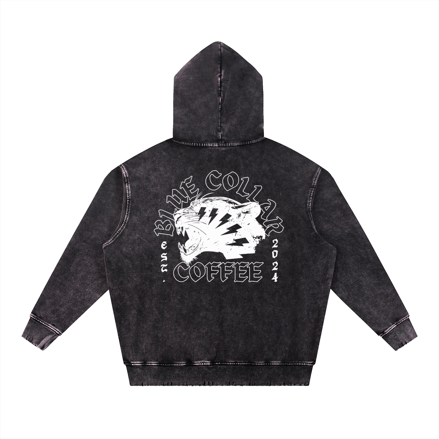 Snow Wash Hand-Frayed Heavyweight  Hoodie